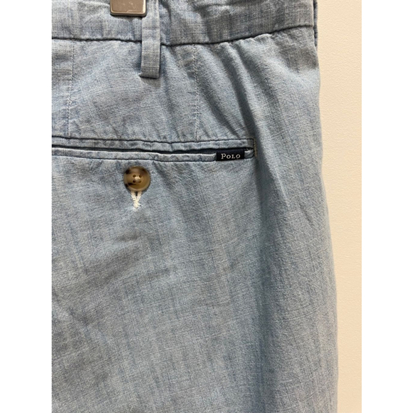 Polo Ralph Lauren Blue Lightweight Cotton Classic Fit Chambray Mens Shorts 38 - Picture 5 of 11